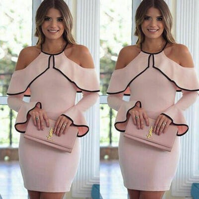 

Elegant Fashion Women Sexy Boat Neck Glitter Dress Evening Party Formal Dress