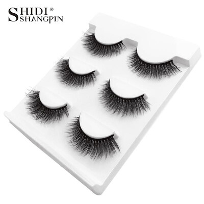 

SHIDISHANGPIN False Eyelashes 3 Pairs Pure Handmade Natural 3D Mink False Lashes Cruelty-free Reusable Makeup Eyelashes