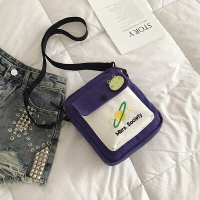 

Fashion temperament color crossbody bag chic versatile shoulder bag female 2019 new cartoon cute planet canvas bag