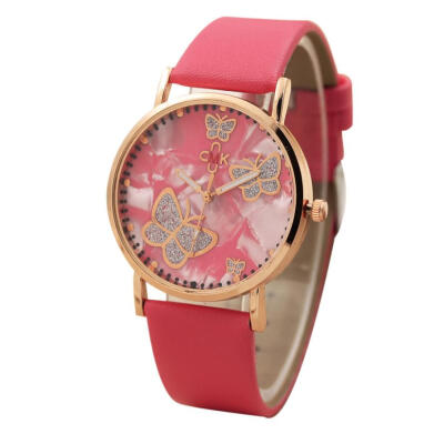 

Fashion Color butterfly Womens watch Simple Temperament Beautiful Ladies WristWatch Unisex Business Stainless Steel clock D