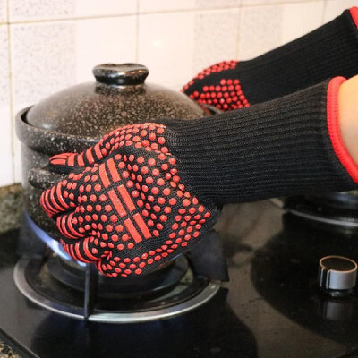 

Amazon Explosion 500-800 Degree High Temperature Gloves Fire Retardant Oven Microwave Grill BBQ Gloves Blue rubber flame