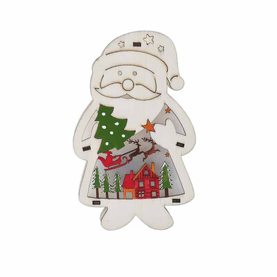 

〖Follure〗Wooden Santa ClausSnowman Lamp Ornament Home Christmas Party Table Decor