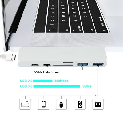 

Aluminum Usb-C Hub Adapter Multi-Function Usb C Hub Type C Hub With Hdmi Usb-C Power Delivery Sd And Micro SdTf Card Reader