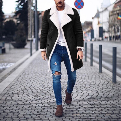 

Toponeto Mens Wool Coat Warm Winter Trench Long Outwear Button Smart Overcoat Coats