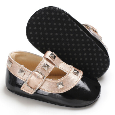 

Fashion Autumn Winter Stitching Rivet Princess shoes Cute Baby Girl Soft Soled PU Shoes Infant Walking Dress Cradle Shoe