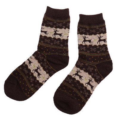 

1 Pair Snowflake Deer Christmas Wool Design Cotton Socks Warm Winter