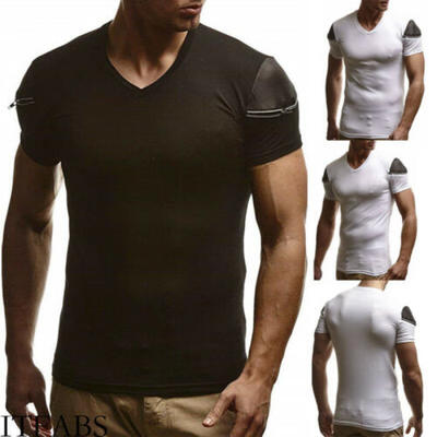 

Mens Summer Slim Shirt Muscle Bodybuilding Exercise Fitness Breathable T-Shirt