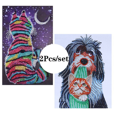 

Siaonvr 2PcsSet Special Shaped Diamond Painting DIY 5D Partial Drill Cross Stitch Kits