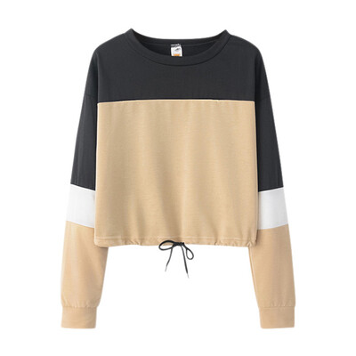 

Women Sweatshirt Fall Fashion Harajuku Stitching Hoodie Sweatshirt Ladies Long Sleeve Pullover Jumper Tops Sudadera Mujer