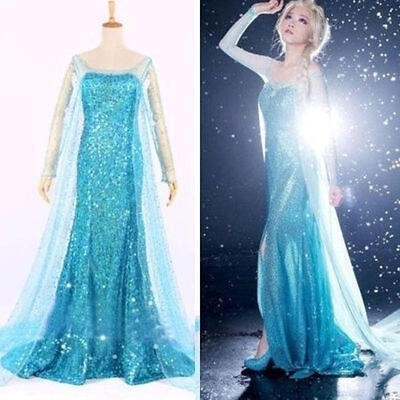 

Blue Bling Women Party Dress Costume Elsa Dresses Elegant Frozen Elsa Ice Queen Women Dress Skirt Cosplay Costume Fancy Dresse