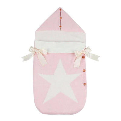 

Cute Bowknot Pentagram Knitted Hooded Baby Blanket Swaddling Sleeping Bag