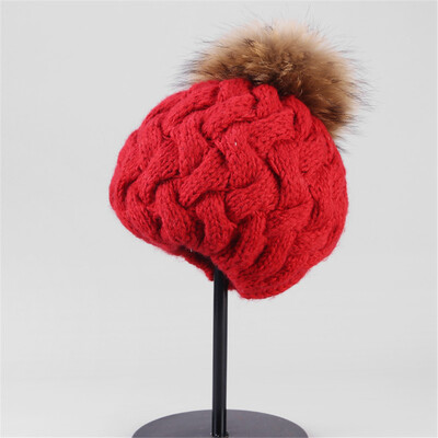 

Tailored Fashion Women Winter Knit Hat Foxes Ball Collar Set Thick Warm Solid Earmuff Hat