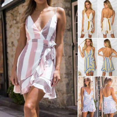 

UK BOHO Womens Ladies Summer Beach Midi Dress Holiday Strappy Button Sun Dresses