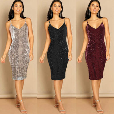 

Fashion Sexy Women Solid Strap Sleeveless Stretchy Package Hip Bodycon Dress