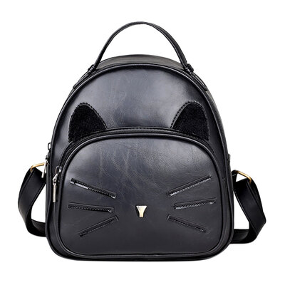 

Women PU Leather Cartoon Cute Cat Printed Backpack Girls School Bag