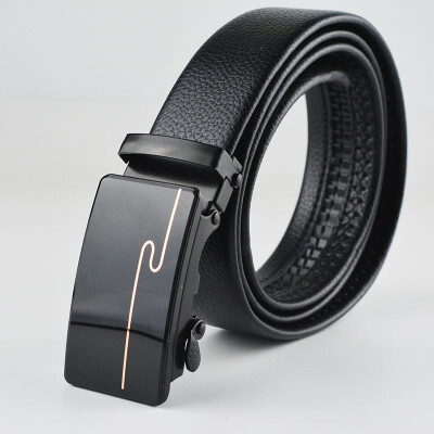 

New Men belt high quality solid color PU leather Alloy Automatic buckle belt youth Men Business casual belt