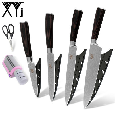 

XYJ 4 PCS Kitchen Knives Excellent Quality Stainless Steel Kitchen Knife And Scissor pink Electric Knife Sharpener