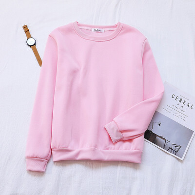 

Korean Style Simple Casual Solid Color Women T-shirt Fashion Trend Round Neck Long-sleeved Thick Top Hot Sale