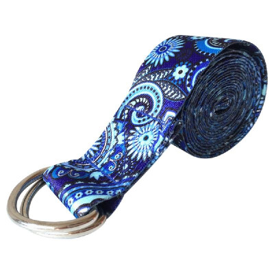 

6ft Yoga Stretching Strap Printed Cotton Exercise Strap Adjustable Fitness Physical Therapy Flexibility Strap with Metal Ring