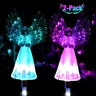 

1 2 Pack Outdoor Garden Light Angel Stake Lights Lawn LED Solar Smart Garden Xmas Party Decor Lamp