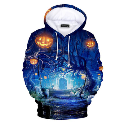 

New Autumn Fashion Casual Halloween 3D Skull Pumpkin Lamp Printed Hoodie Long Sleeve Hoodie Sweatshirt Pullover For Women Men