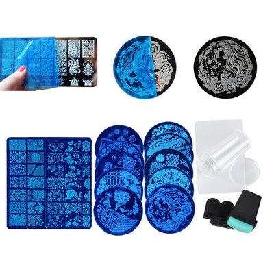 

13Pcs Lace Rose Flower Forest Image Nail Plates 2 Stamper Scraper Set Nail Art Stamping Plate Nail Art Tools