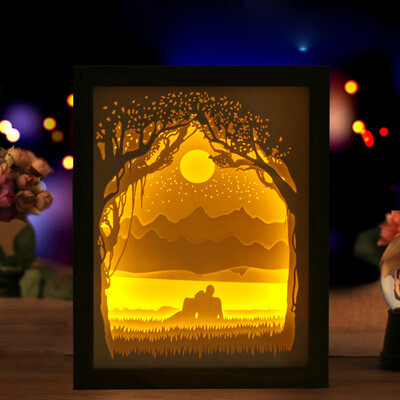 

〖Follure〗Couple Light Shadow Paper Carved Lights Diy Creative Remote Control Small Night