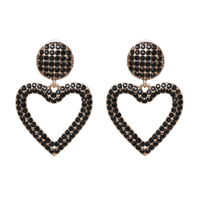 

Round Hollow Heart Full Rhinestone Inlaid Pendant Women Stud Earrings Jewelry