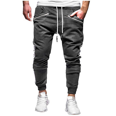 

Gobestart Men Zipper Pure Color Overalls Casual Pocket Sport Work Casual Trouser Pants