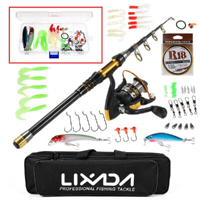 

Lixada Telescopic Fishing Rod&Reel Combo Full Kit Spinning Fishing Reel Gear Organizer Pole Set