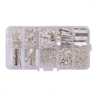 

PH PANDAHALL 500 PcsBox Jewelry Findings Sets with Iron Ribbon Ends Alloy Drop End Piece