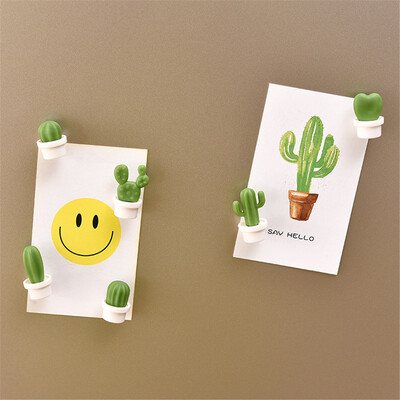 

〖Follure〗Cactus Refrigerator Stickers Green Plant Magnetic Buckle Magnetic Stickers 6 PC