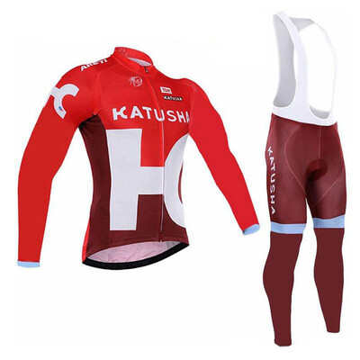 

Cycling jersey 2018 pro team katusha winter thermal fleece bicycle clothing set ropa ciclismo invierno bike jersey bib pants kit