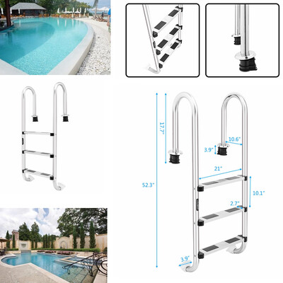 

IN Ground Swimming Pool Ladder Heavy Duty 3Step System Entry Non-slip Footstep