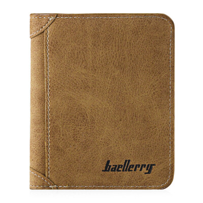 

Men Solid Color Letter Embellishment Dull Polish Open Vertical Wallet