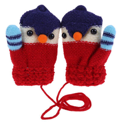 

Winter Cute Cartoon Bird Children Knitted Elastic Fleece Thick Gloves
