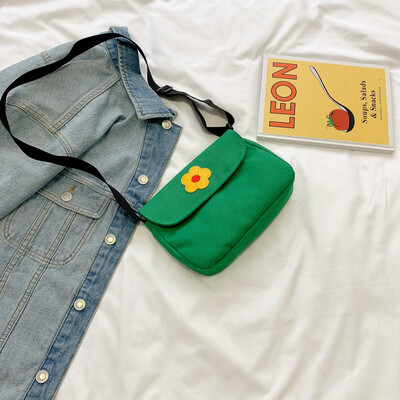 

2019 new Sen cute flower canvas bag female fashion simple wild Messenger bag casual temperament shoulder bag