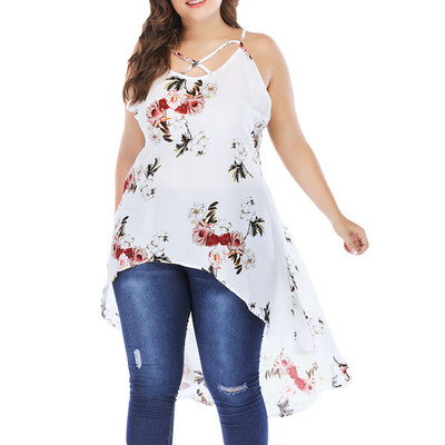 

Plus Size High Low Criss Corss Floral Cami Blouse