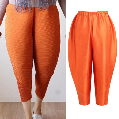 

Fashion Women Fried Chicken Loose Fancy Drumstick Pants Elastic Waist Oversize Funny Harem Pants Orange