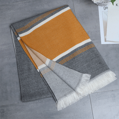 

Korean version of the new autumn&winter womens dual-use striped cashmere scarf wild warm plus long shawl student section scarf