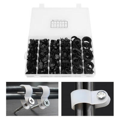 

Greensen 625Pcs Black Plastic R-Type Nylon Cable Clamp Wire Clip 569121930mm