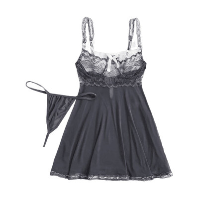 

Toponeto Women Sexy Floral Contrast Lace Bow Set Lingerie Nightwear Underwear Sleepwear