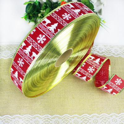 

Tailored Xmas Tree Decor Print Pattern Christmas Tree Imitation Linen Christmas Ribbon