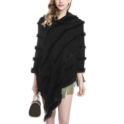 

Women Fashion Irregular Cloak Sweater Pullover Winter Warm Poncho Outwear 2019