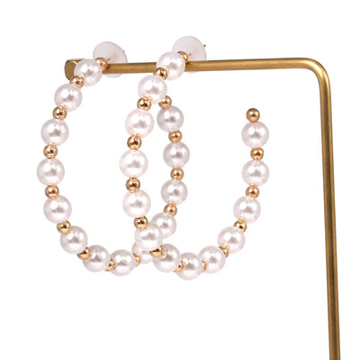 

Vintage ZA Pearl Hoop Earrings For Women handmade Weddings Party Irregular Geometric Jewelry 2019 big pearl earrings
