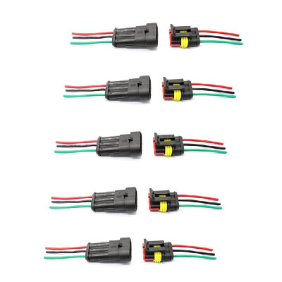 

3 Pin Waterproof Electrical Connector Car Auto Plug Socket Kit with Wire AWG Guage Marine 5 Kit