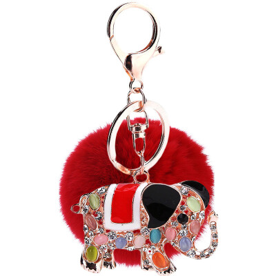 

Creative elephant keychain diamond colorful bag mobile phone pendant auspicious metal material customization