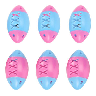 

6pcs Plastic Bell Sounding Rugby Football Shape Bite Resistant Pet Cat Toys