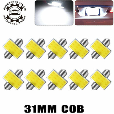 

10X Super White 31MM COB Festoon LED Dome Map Interior Light Bulbs DE3175 3022
