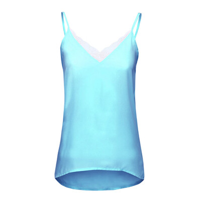 

Nomeni Women Lace Vest Sleeveless Loose Camisole Casual V-Neck Tank Tops Blouse